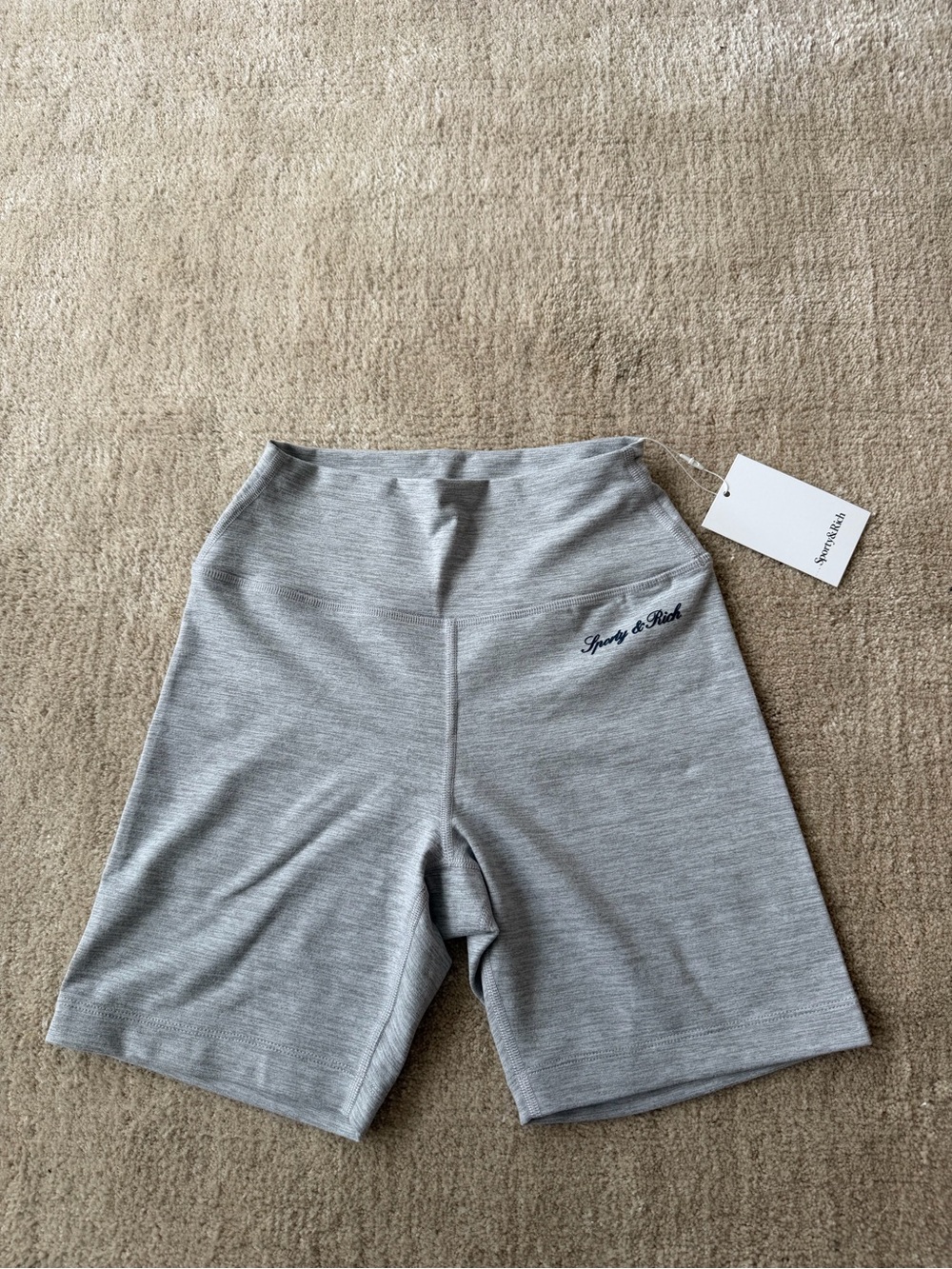 Sporty & Rich Light Gray Athletic Bike Shorts